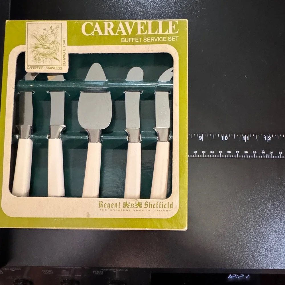 Vintage 60s Caravelle Buffet Service Set Regent Sheffield Cheese Stainless Steel